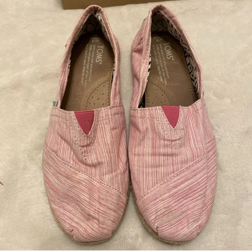 Toms Pink And White Striped Espadrilles